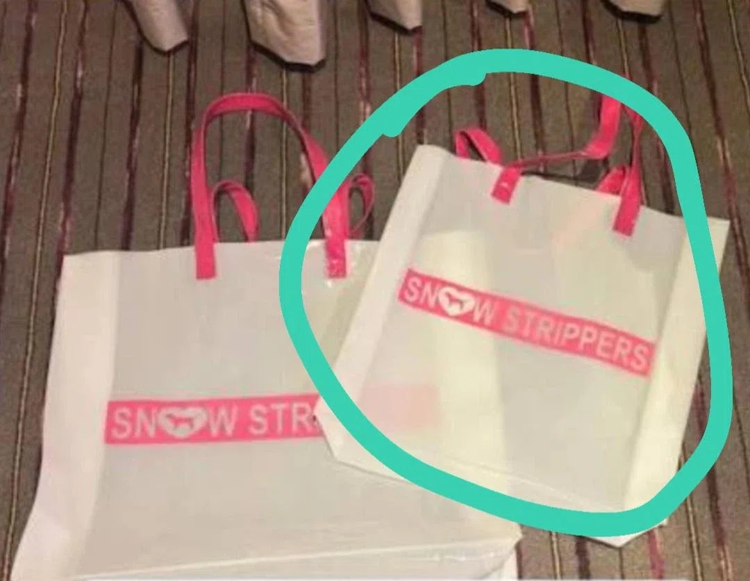 Snow Strippers Snowbudz Pink/White Transparent Tote Bag (Small)