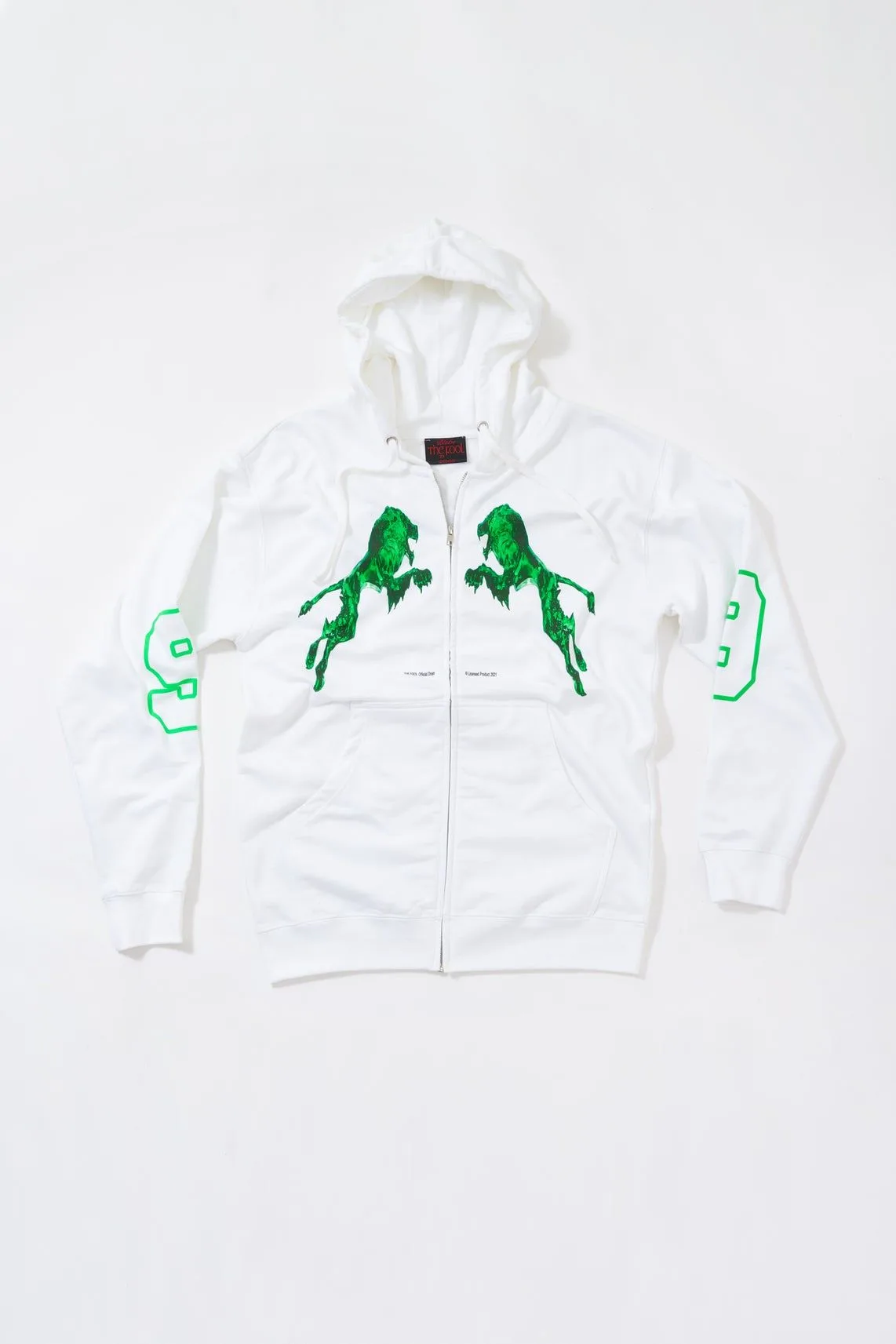 Green Lion Zip Up Hoodie (White)