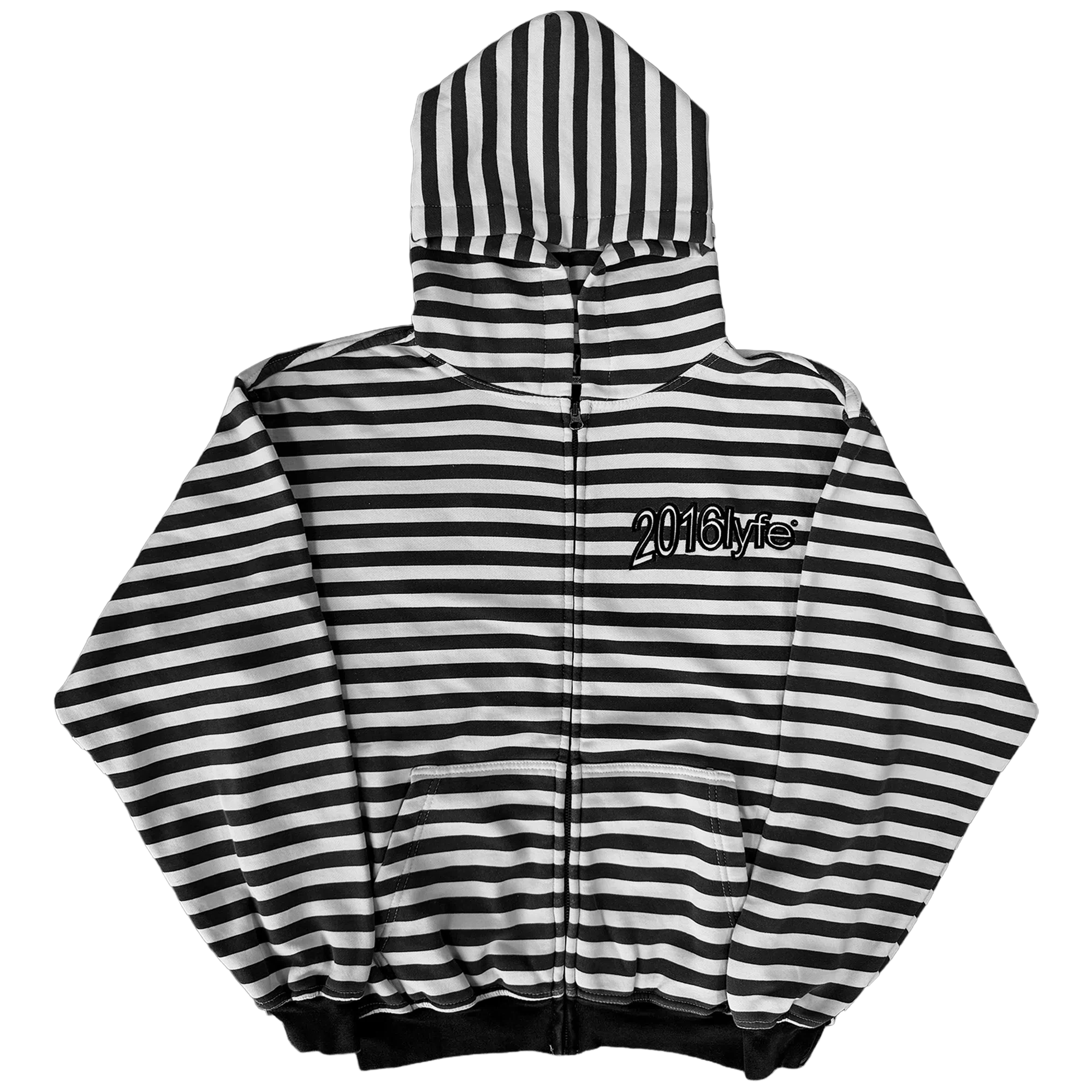 Warped Logo Striped Zip-Up (Black / White)