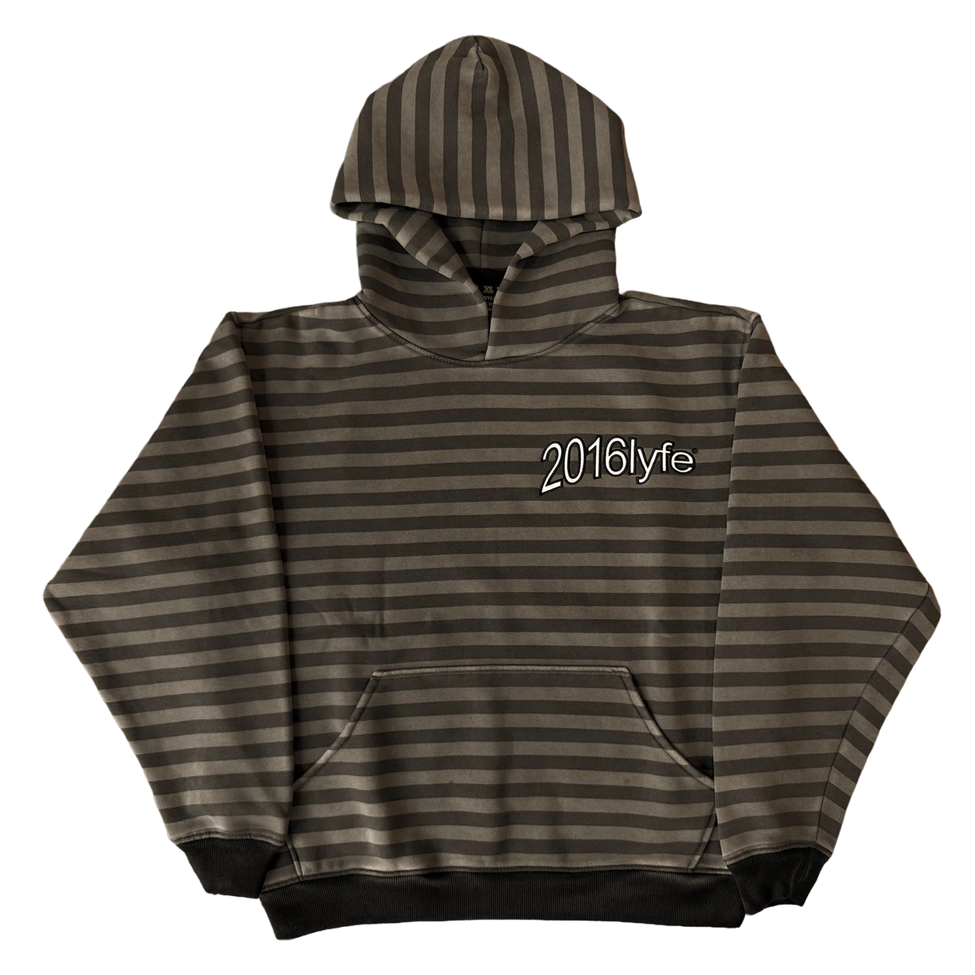 Warped Logo Striped Hoodie (Grey)